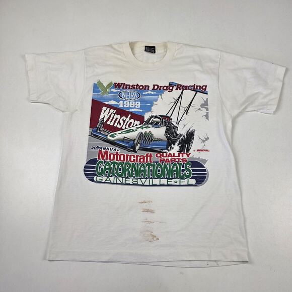 Vintage NHRA Gatornationals Shirt Mens 1989 Drag Racing Motorcraft USA 80s - Picture 1 of 10